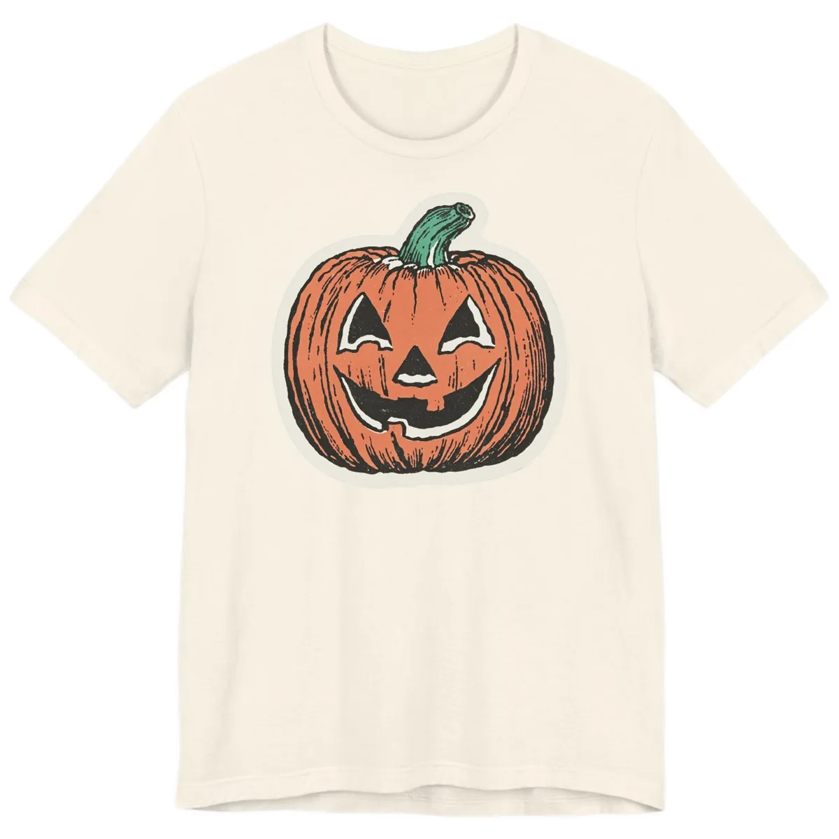 Spooky Grinning Jack O Lantern Premium T-Shirt in Natural