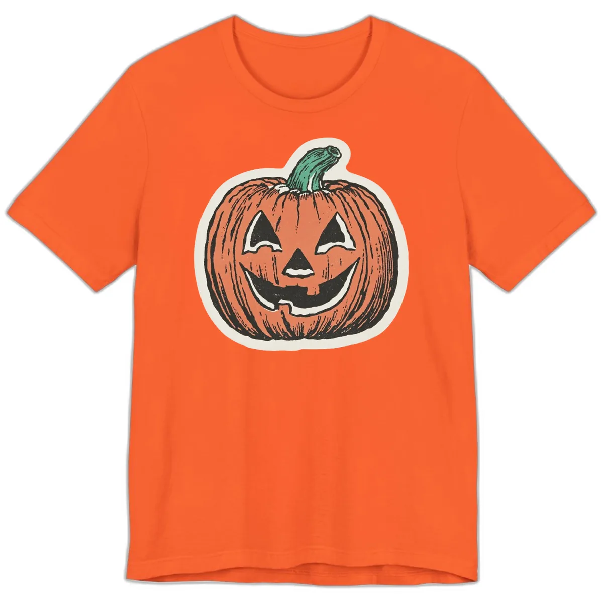 Spooky Grinning Jack O Lantern Premium T-Shirt in Orange