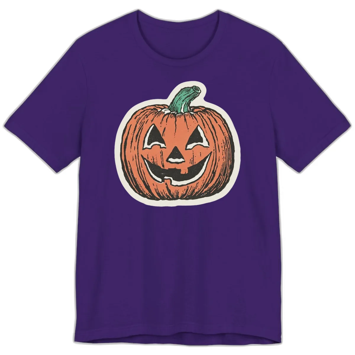 Spooky Grinning Jack O Lantern Premium T-Shirt in Team Purple