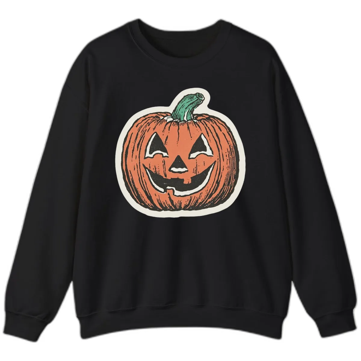 Spooky Grinning Jack O Lantern Sweatshirt in Black