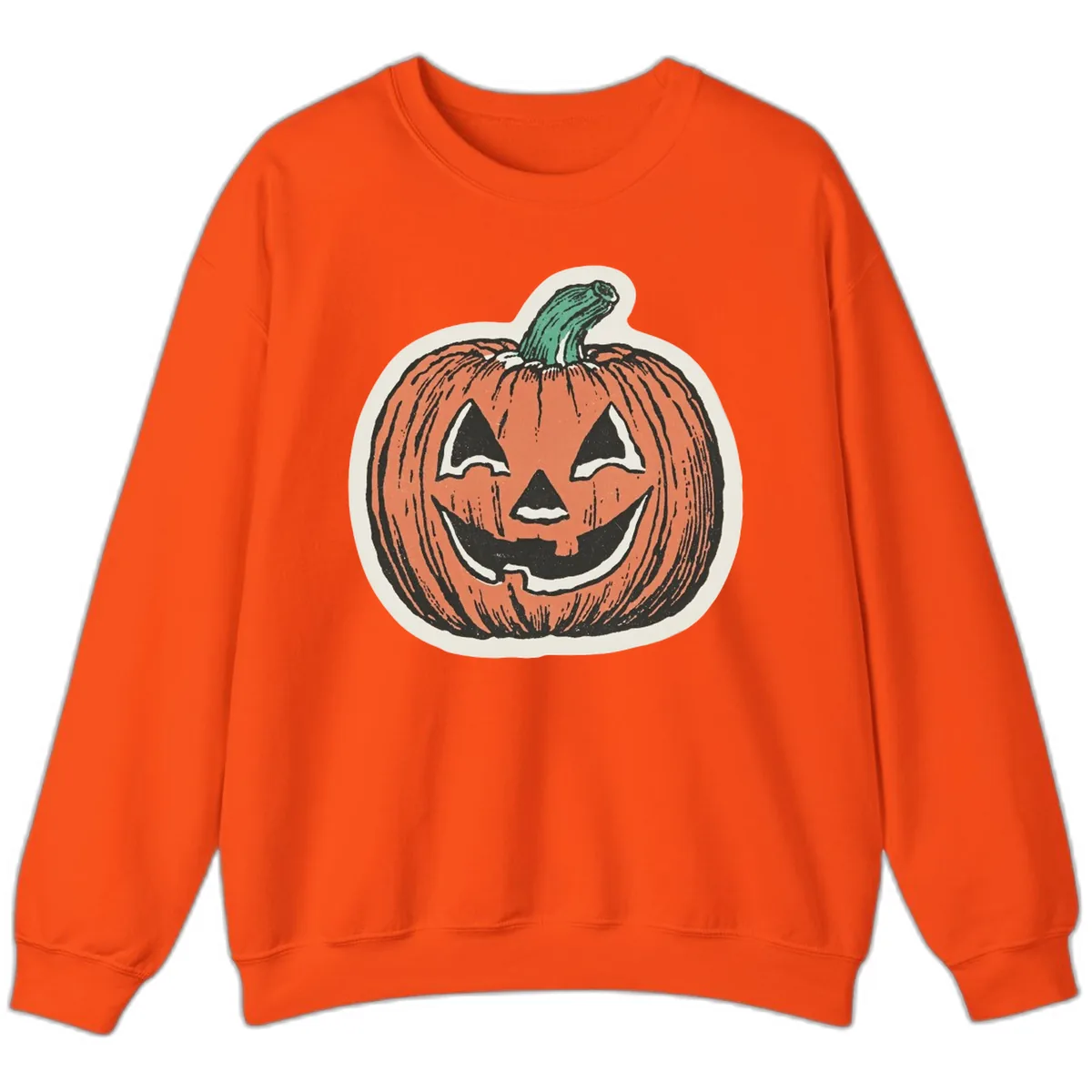 Spooky Grinning Jack O Lantern Sweatshirt in Orange