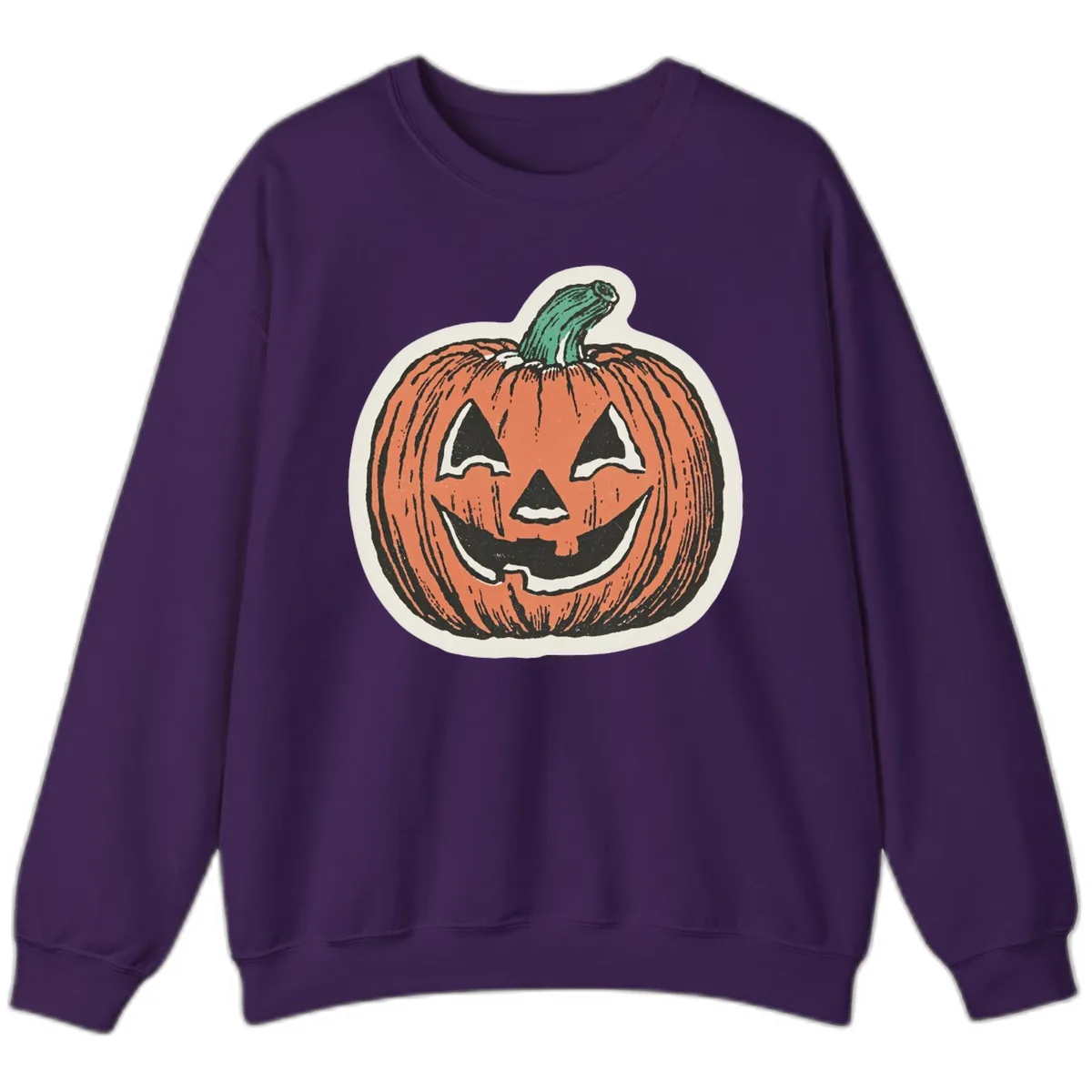 Spooky Grinning Jack O Lantern Sweatshirt in Purple
