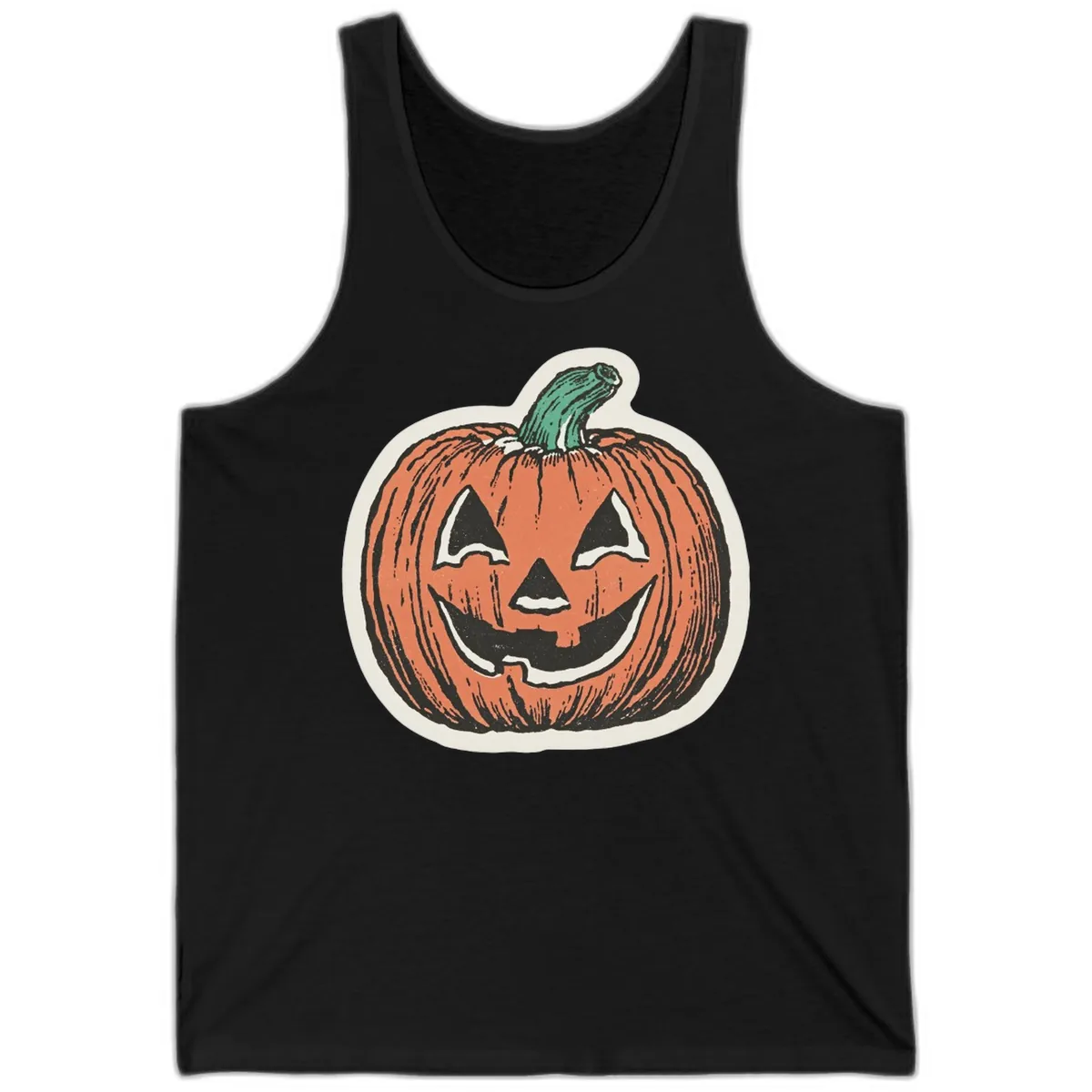 Spooky Grinning Jack O Lantern Tank in Black