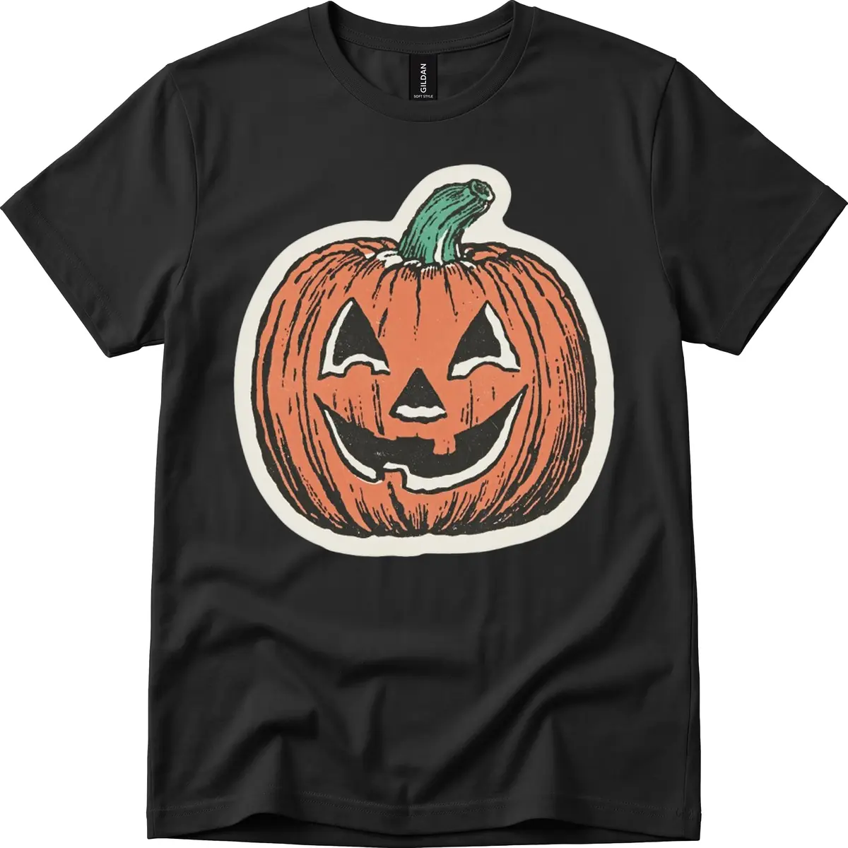 Spooky Grinning Jack O Lantern T-Shirt in Black