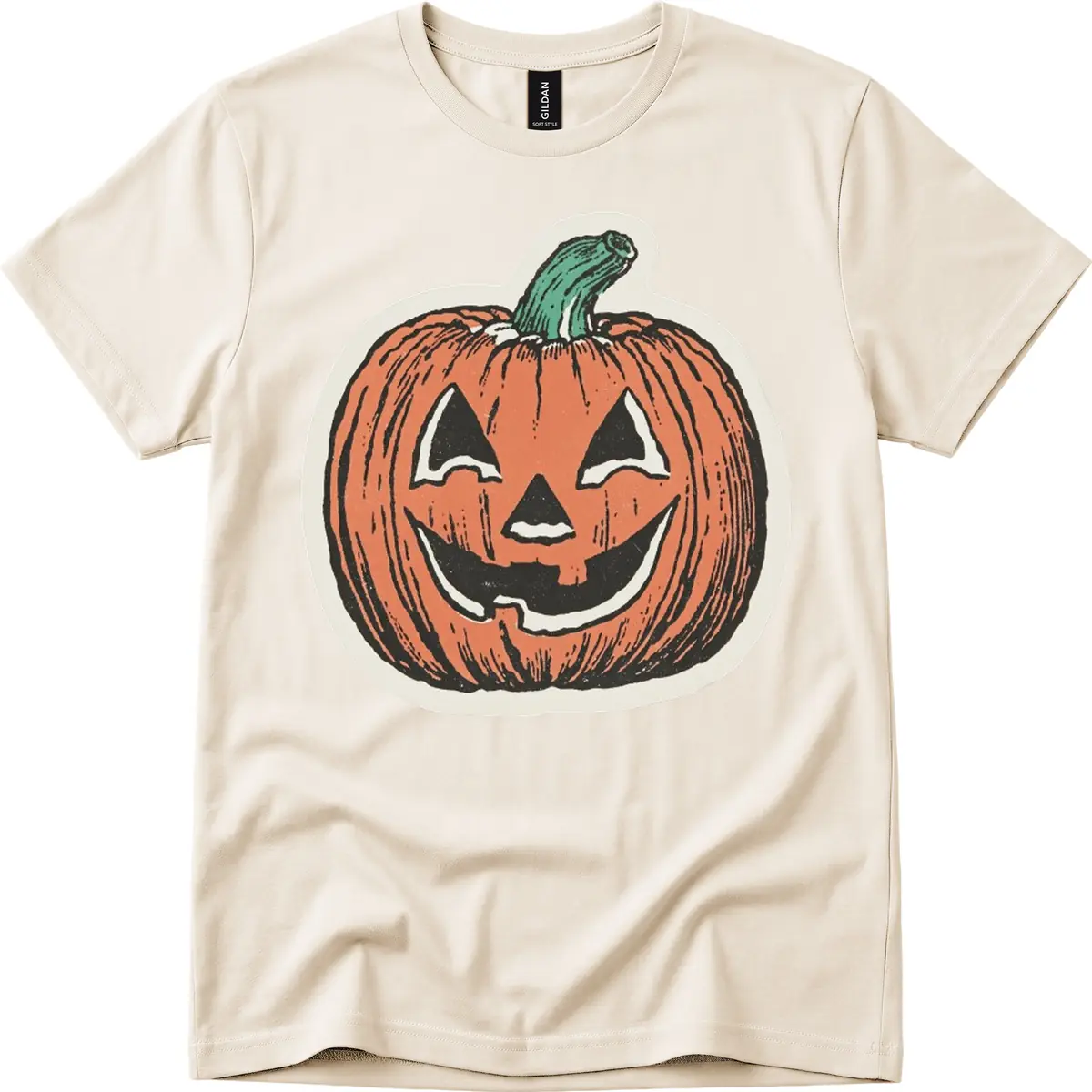 Spooky Grinning Jack O Lantern T-Shirt in Natural