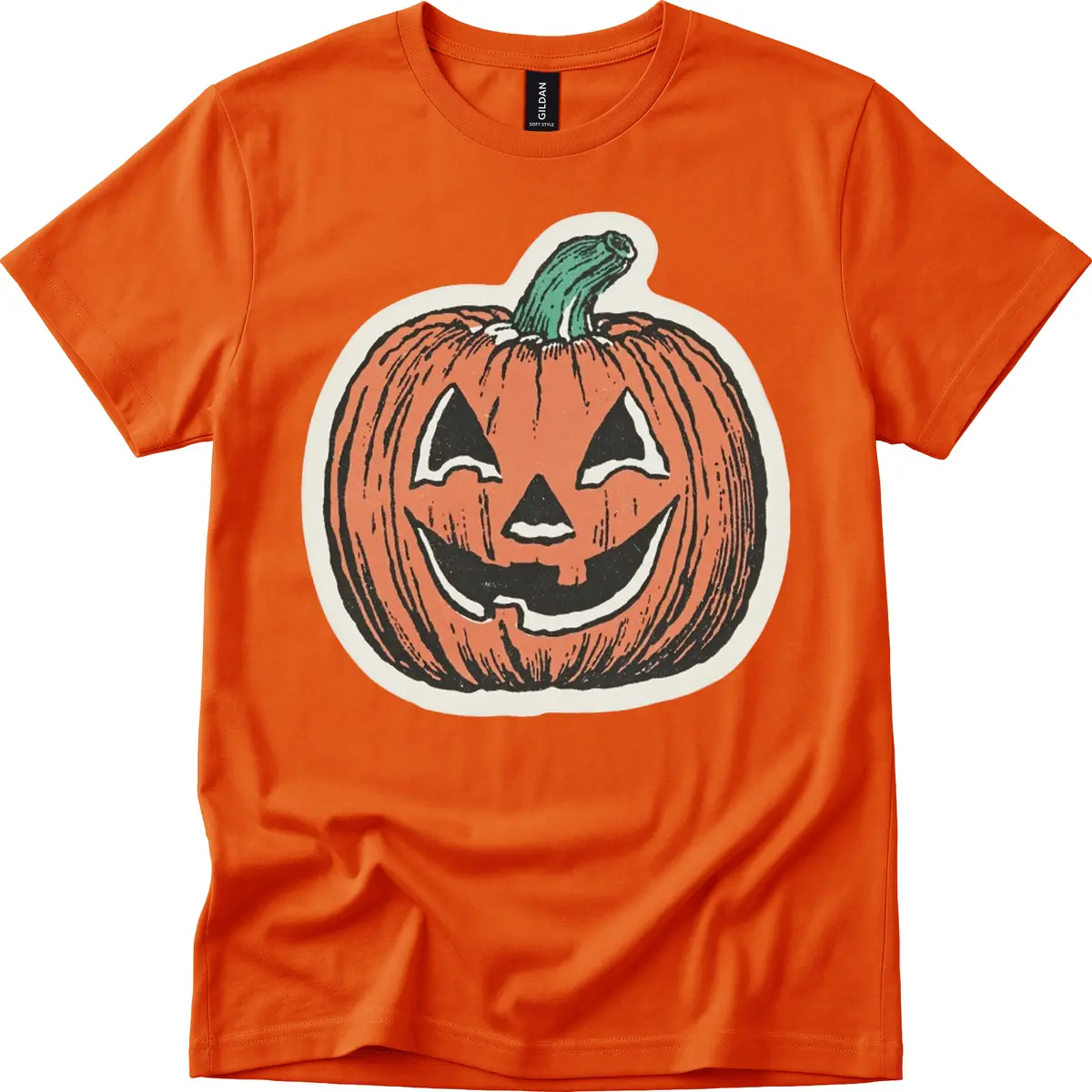 Spooky Grinning Jack O Lantern T-Shirt in Orange