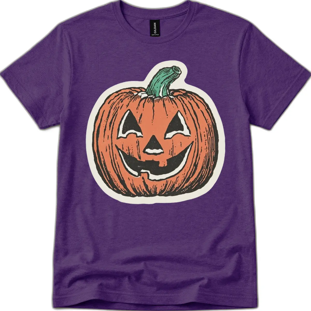 Spooky Grinning Jack O Lantern T-Shirt in Purple