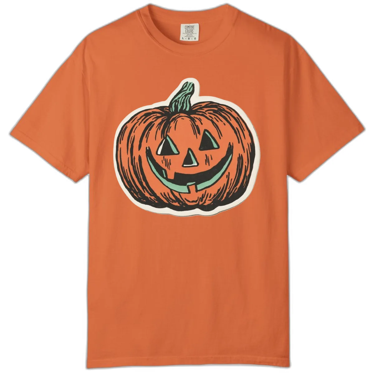 Classic Jack O Lantern Smile Comfort Color in Burnt Orange