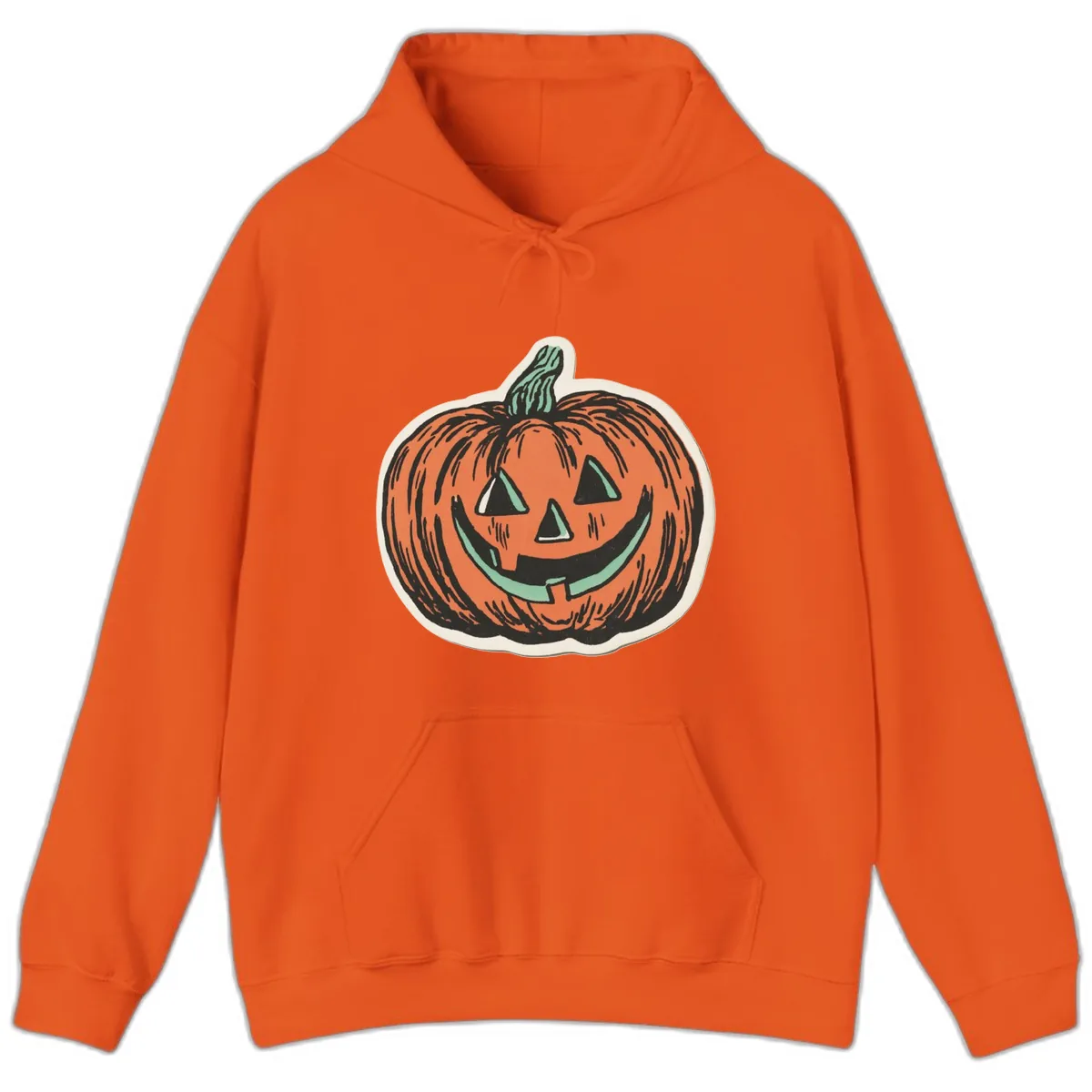Classic Jack O Lantern Smile Hoodie in Orange