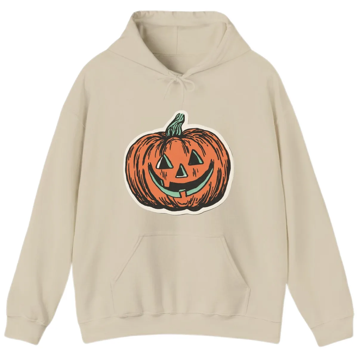 Classic Jack O Lantern Smile Hoodie in Sand