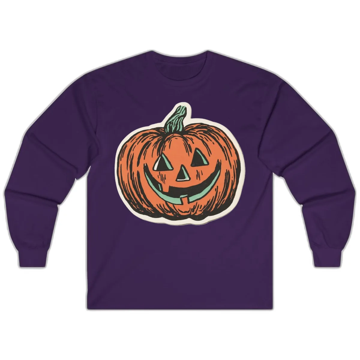 Classic Jack O Lantern Smile Long Sleeve in Purple