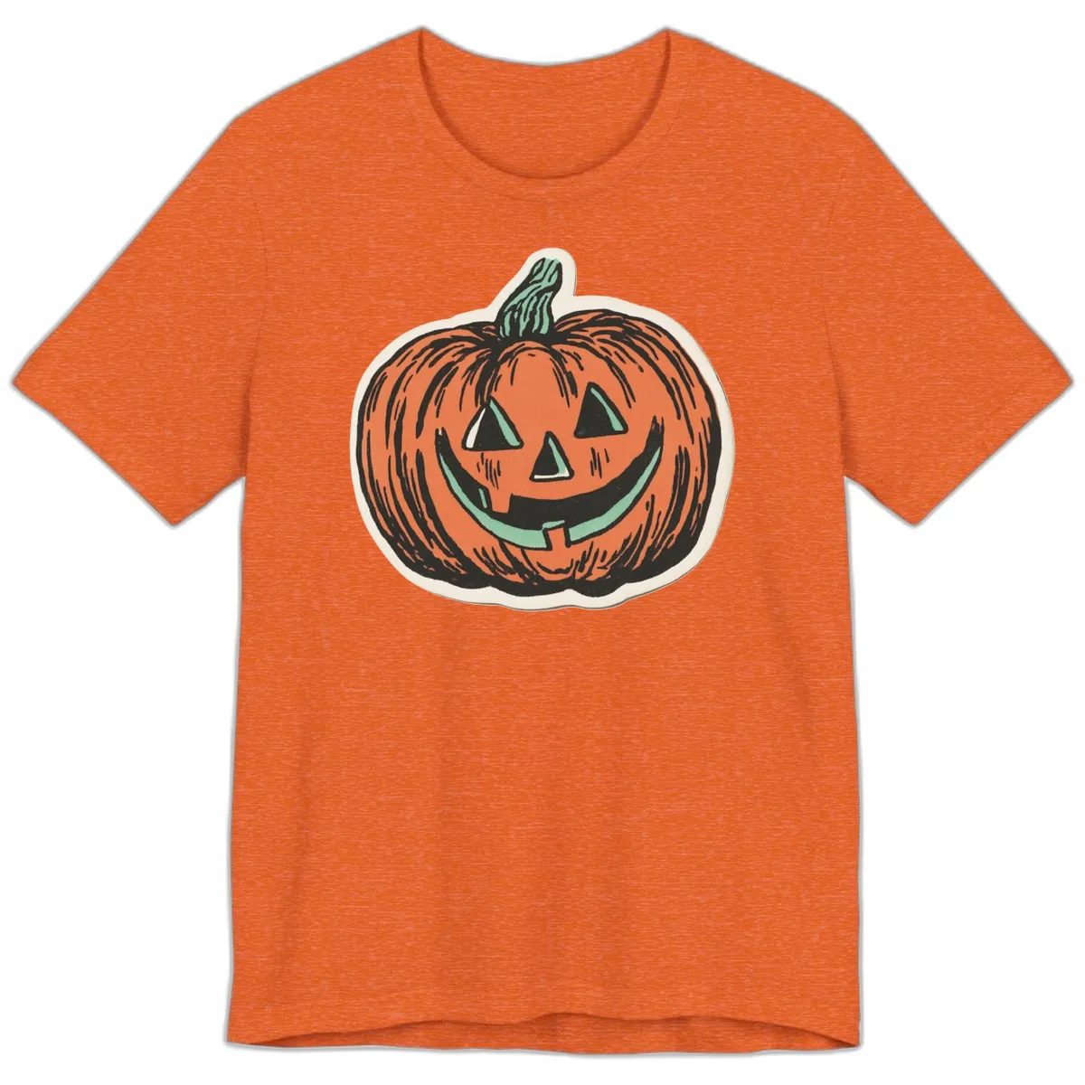Classic Jack O Lantern Smile Premium T-Shirt in Heather Orange