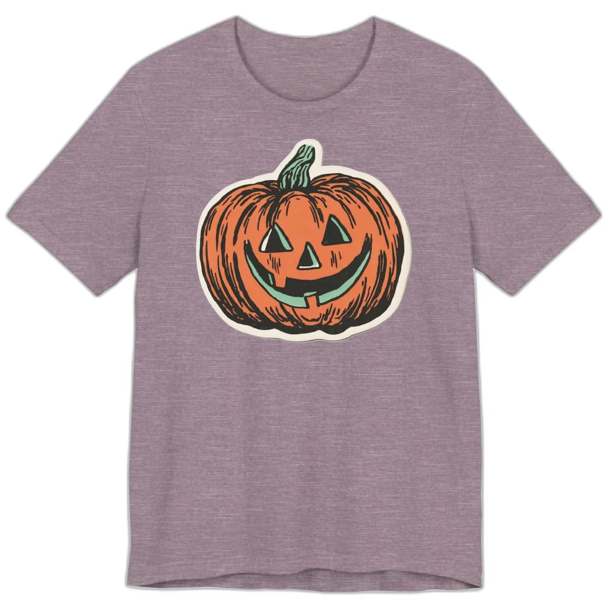Classic Jack O Lantern Smile Premium T-Shirt in Heather Purple