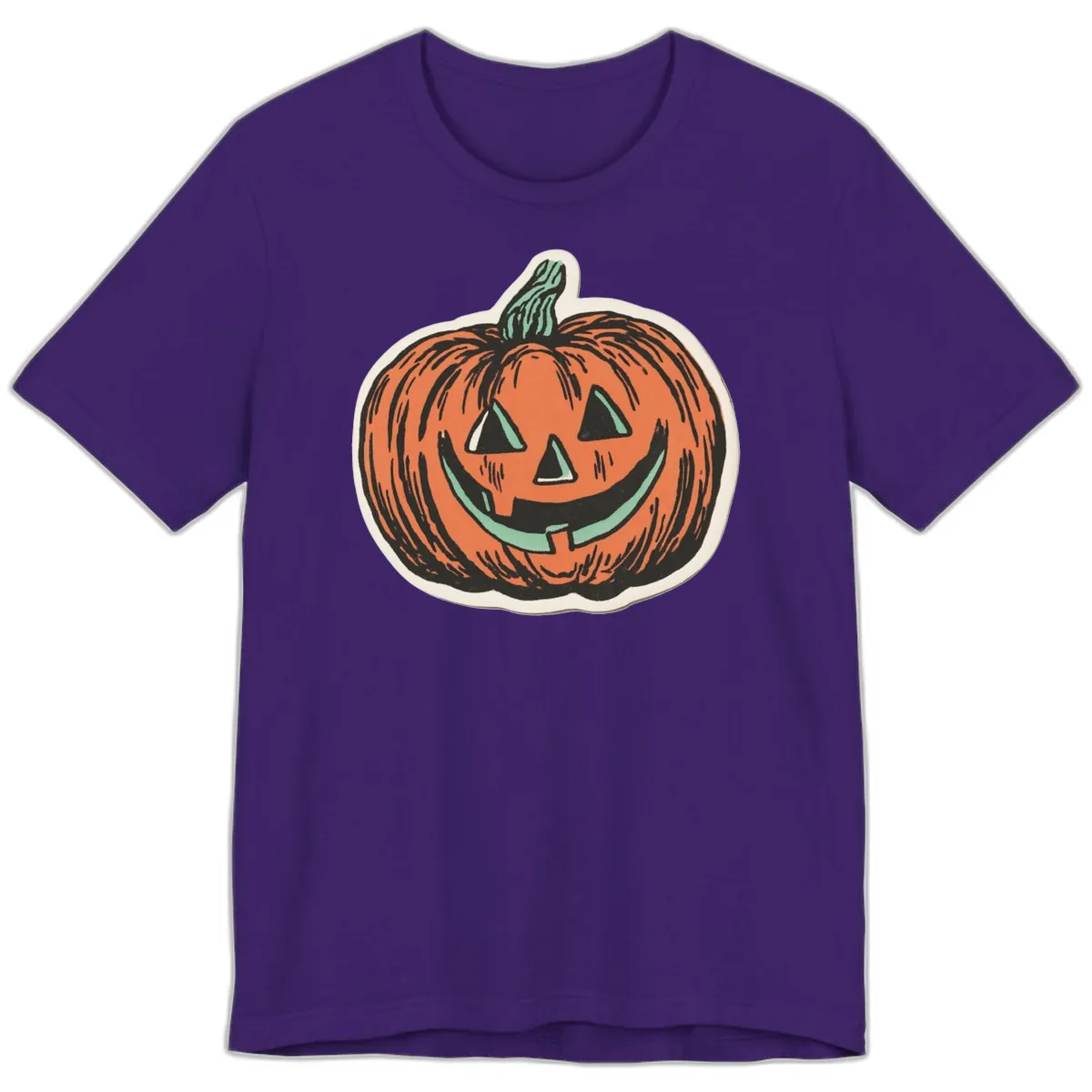 Classic Jack O Lantern Smile Premium T-Shirt in Team Purple