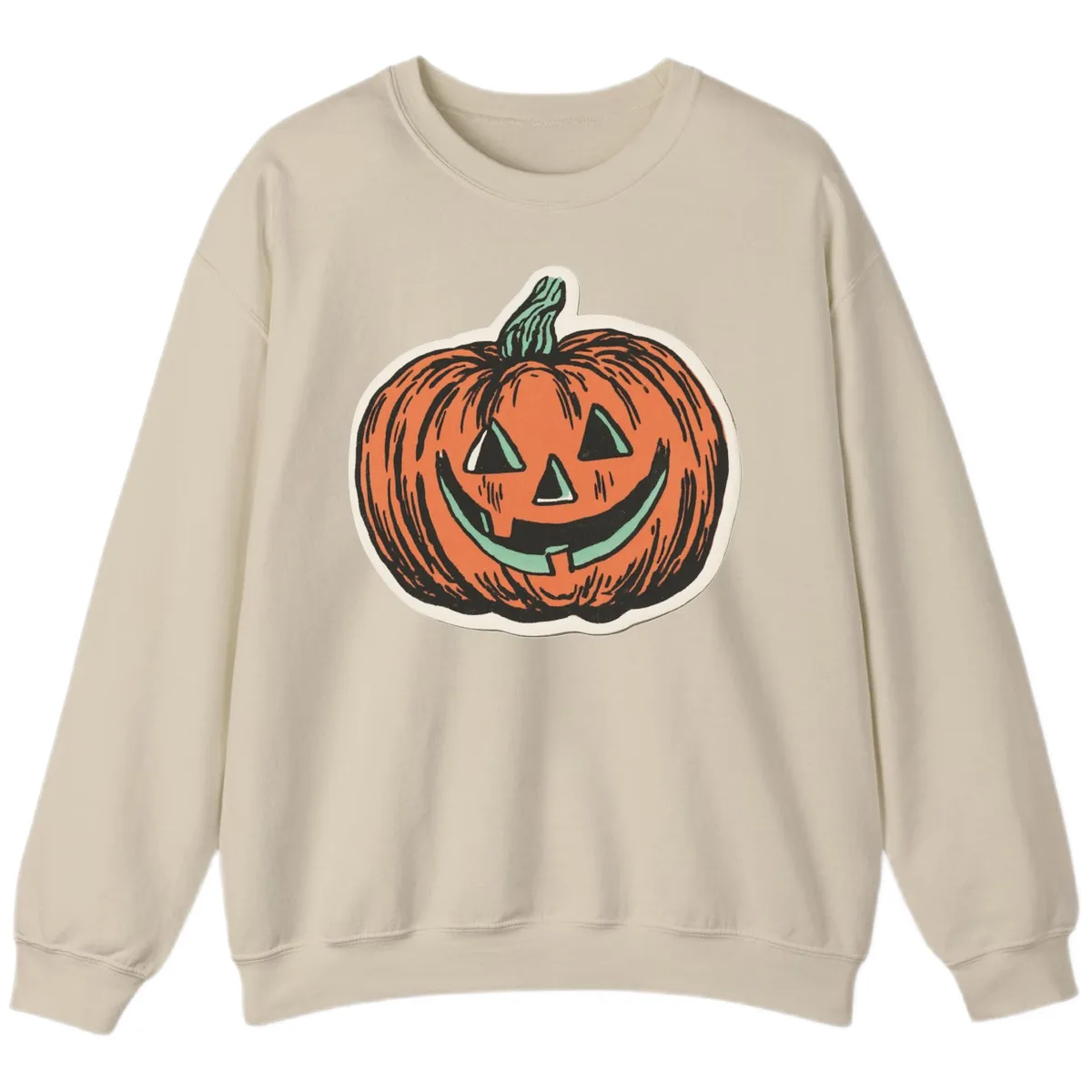 Classic Jack O Lantern Smile Sweatshirt in Sand