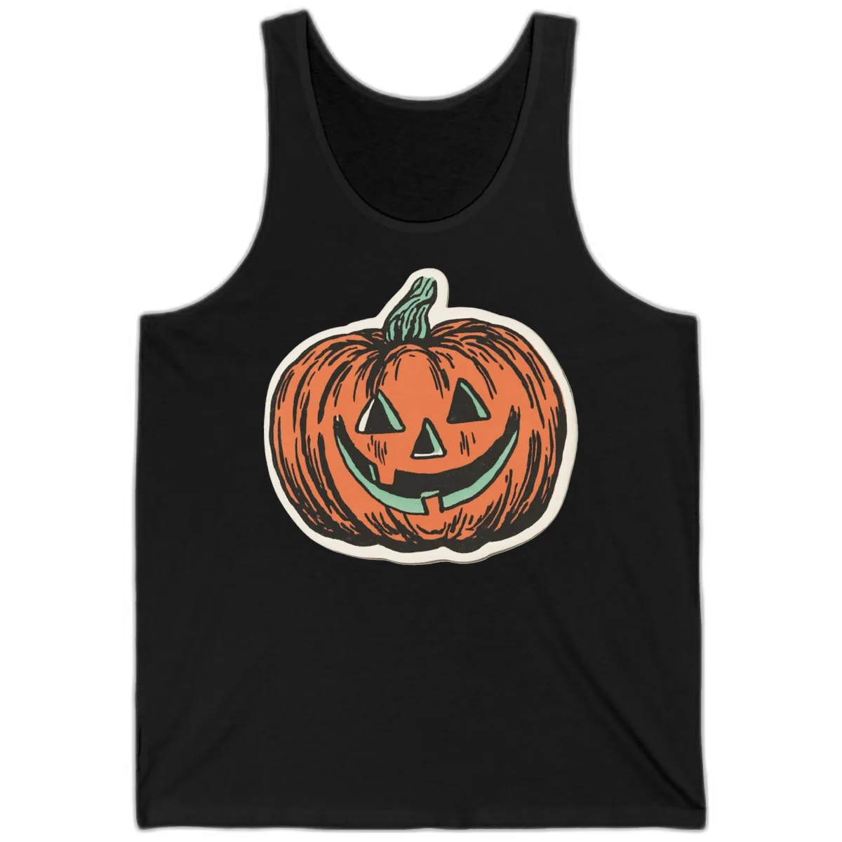 Classic Jack O Lantern Smile Tank in Black