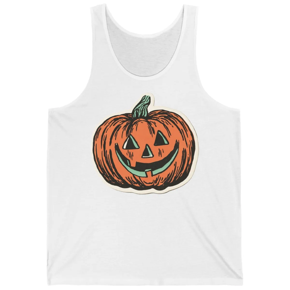 Classic Jack O Lantern Smile Tank in White