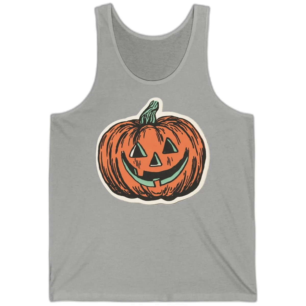Classic Jack O Lantern Smile Tank in Athletic Heather