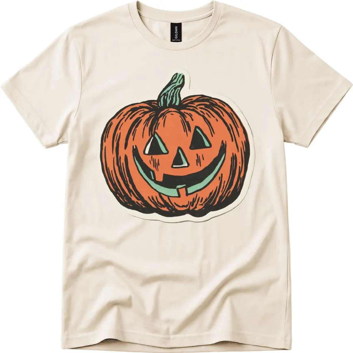 Classic Jack O Lantern Smile T-Shirt in Natural