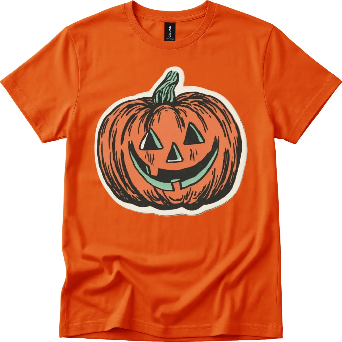 Classic Jack O Lantern Smile T-Shirt in Orange