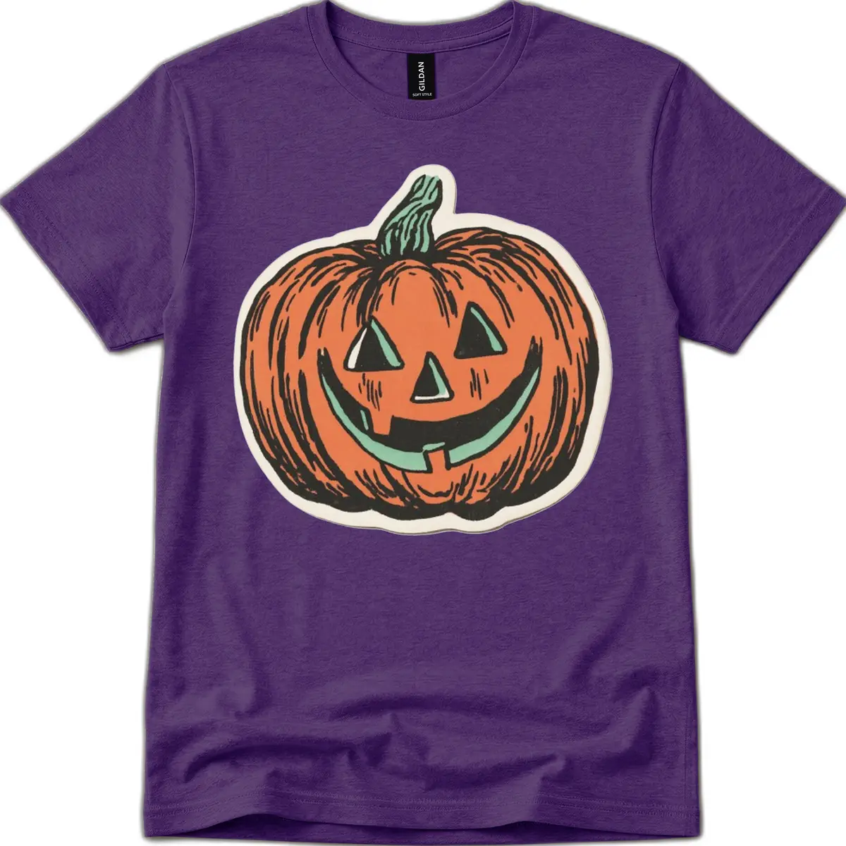 Classic Jack O Lantern Smile T-Shirt in Purple
