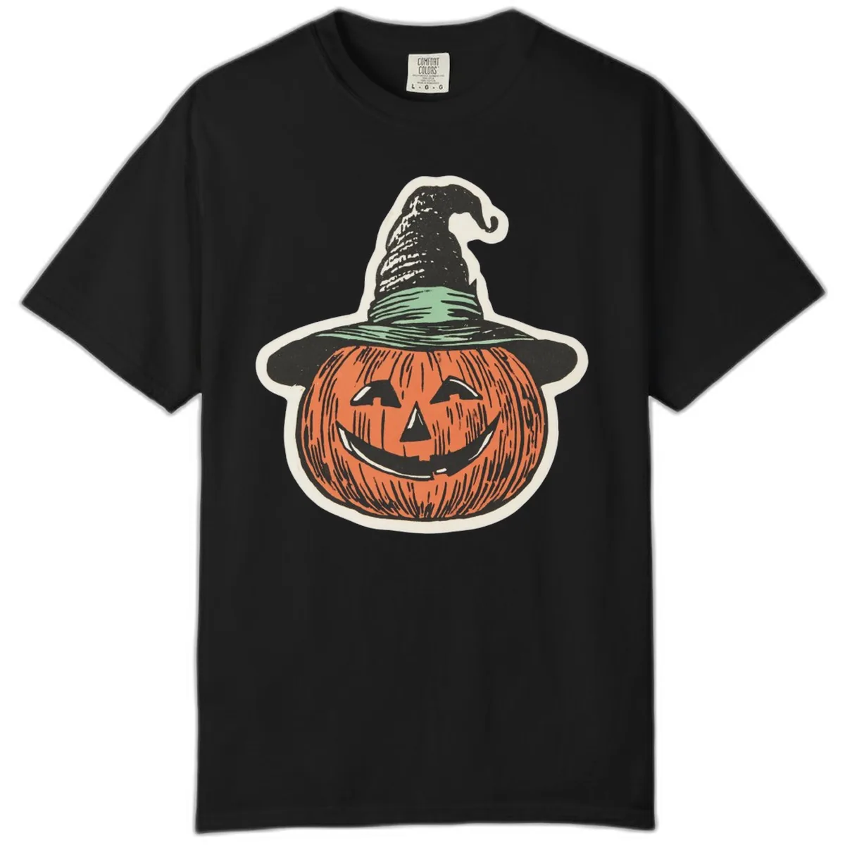 Jack-O-Lantern Witch Hat Halloween Comfort Color in Black