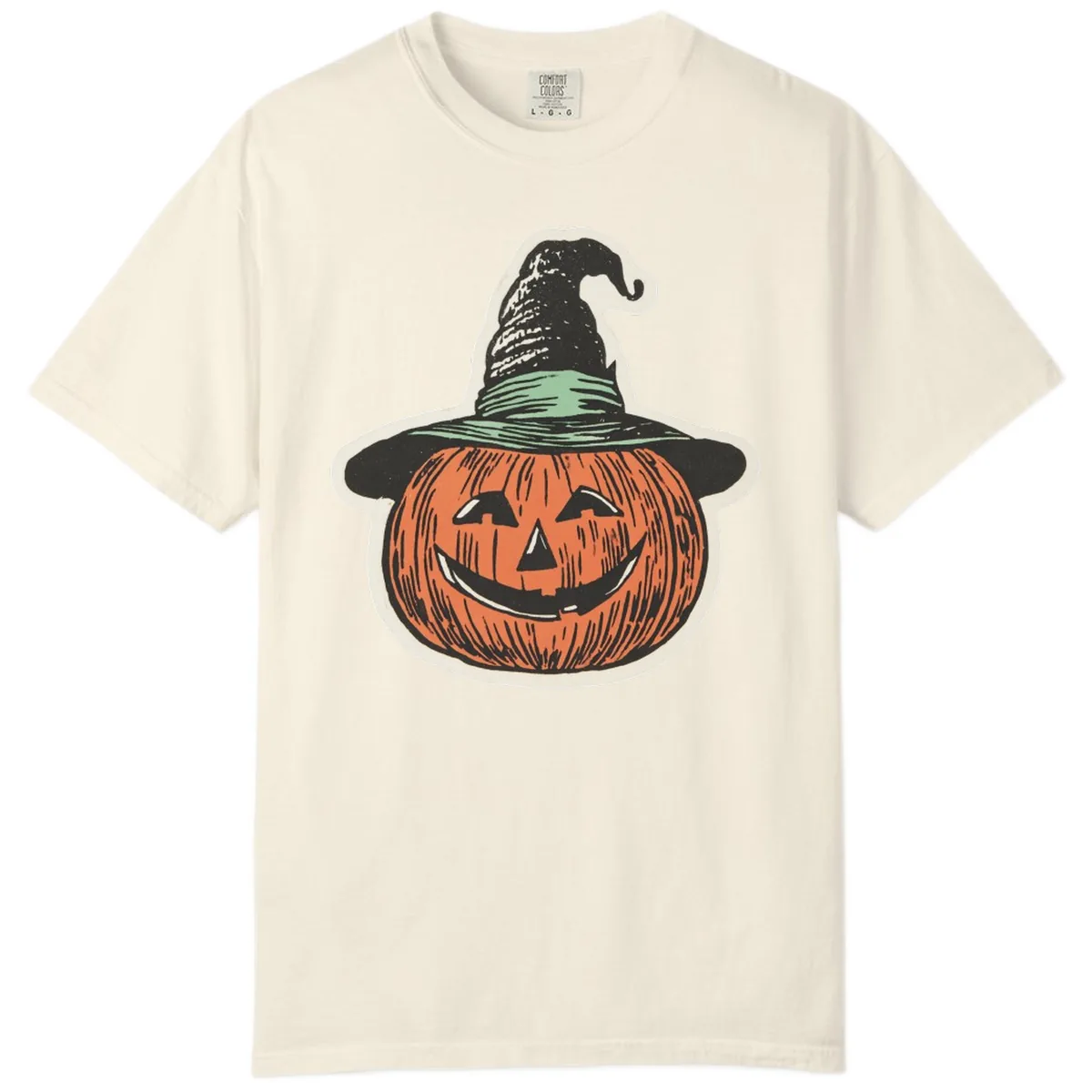 Jack-O-Lantern Witch Hat Halloween Comfort Color in Ivory