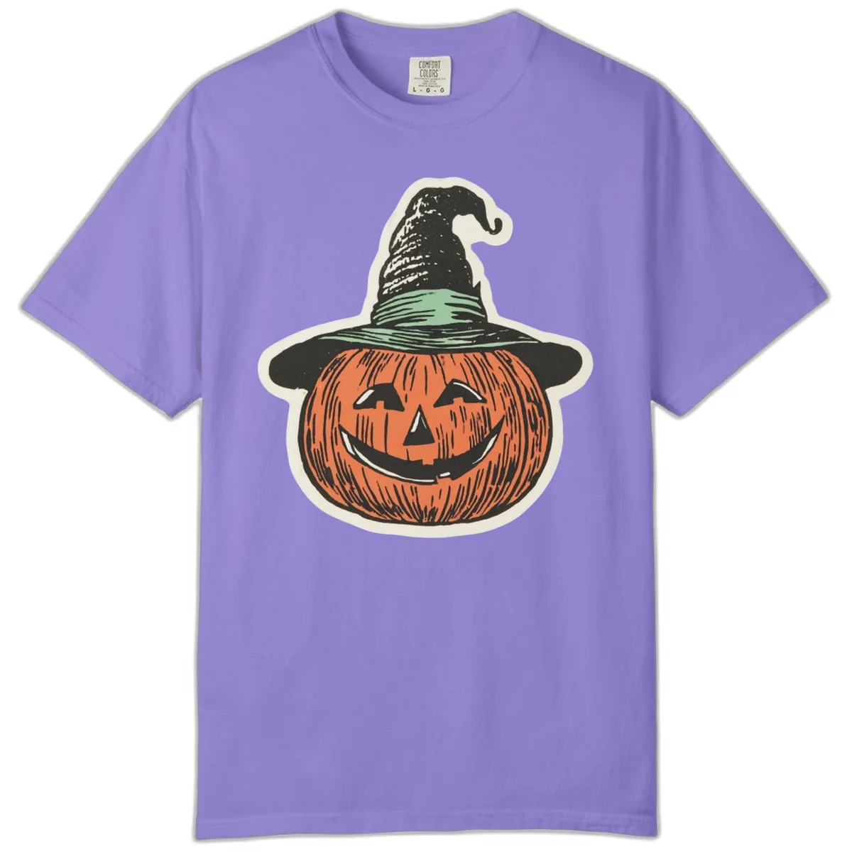 Jack-O-Lantern Witch Hat Halloween Comfort Color in Violet