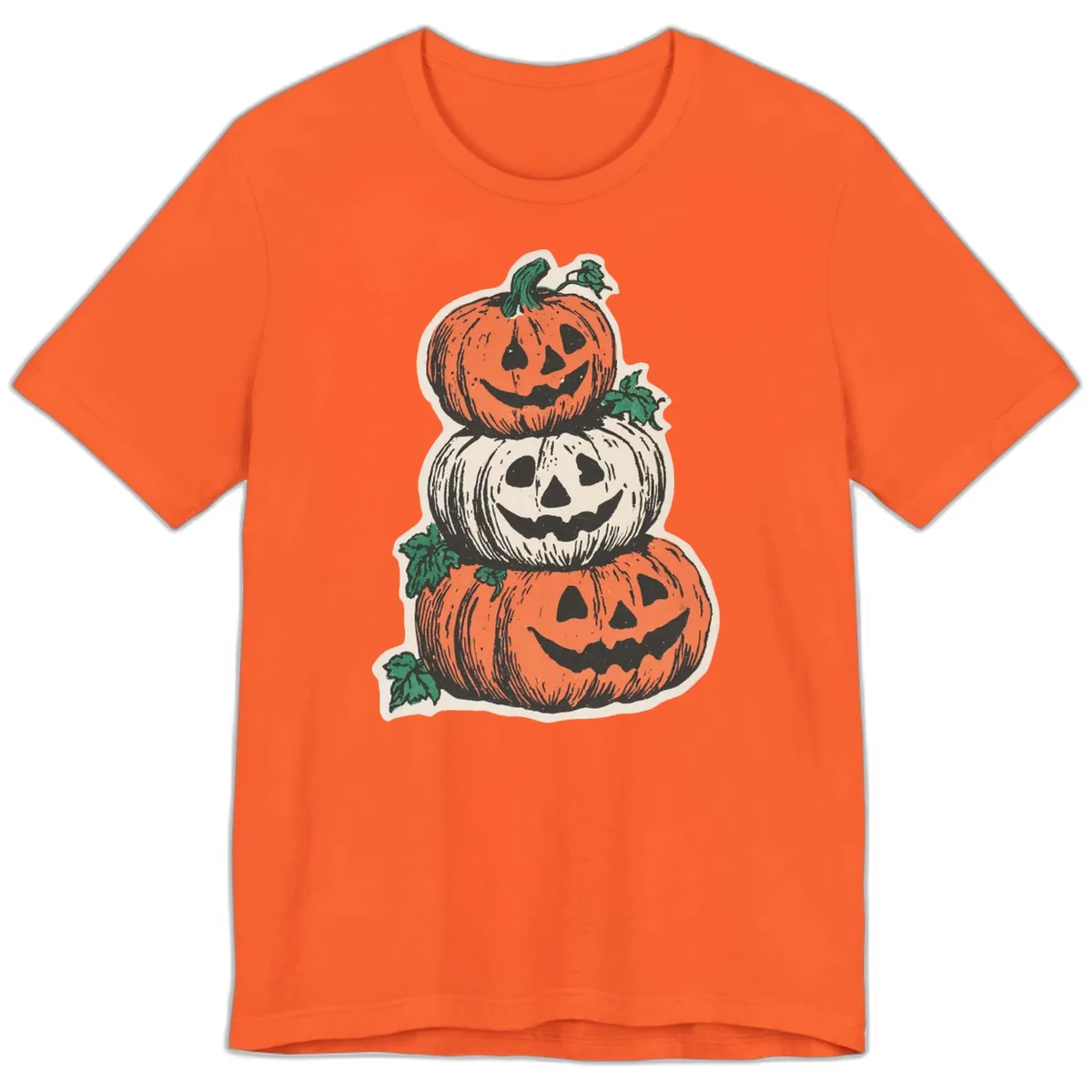 Stacked Halloween Jack-O'-Lanterns Premium T-Shirt in Orange