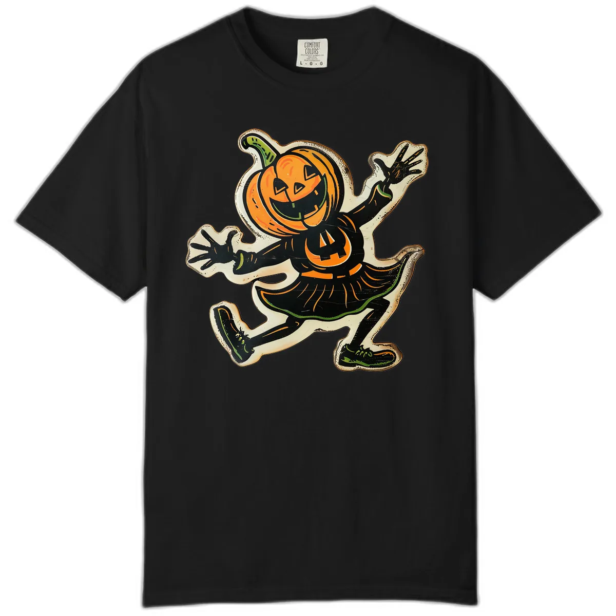 Jumping Jack O'Lantern Halloween Pal Comfort Color in Black
