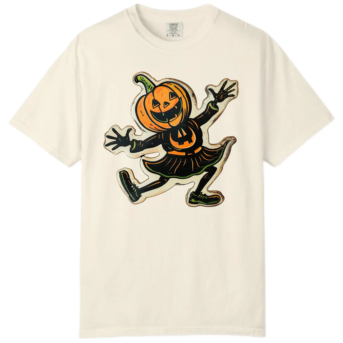 Jumping Jack O'Lantern Halloween Pal Comfort Color in Ivory