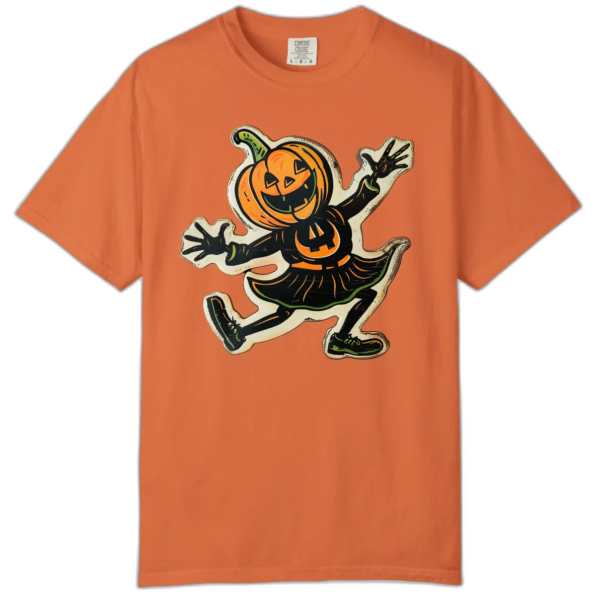 Jumping Jack O'Lantern Halloween Pal Comfort Color in Burnt Orange