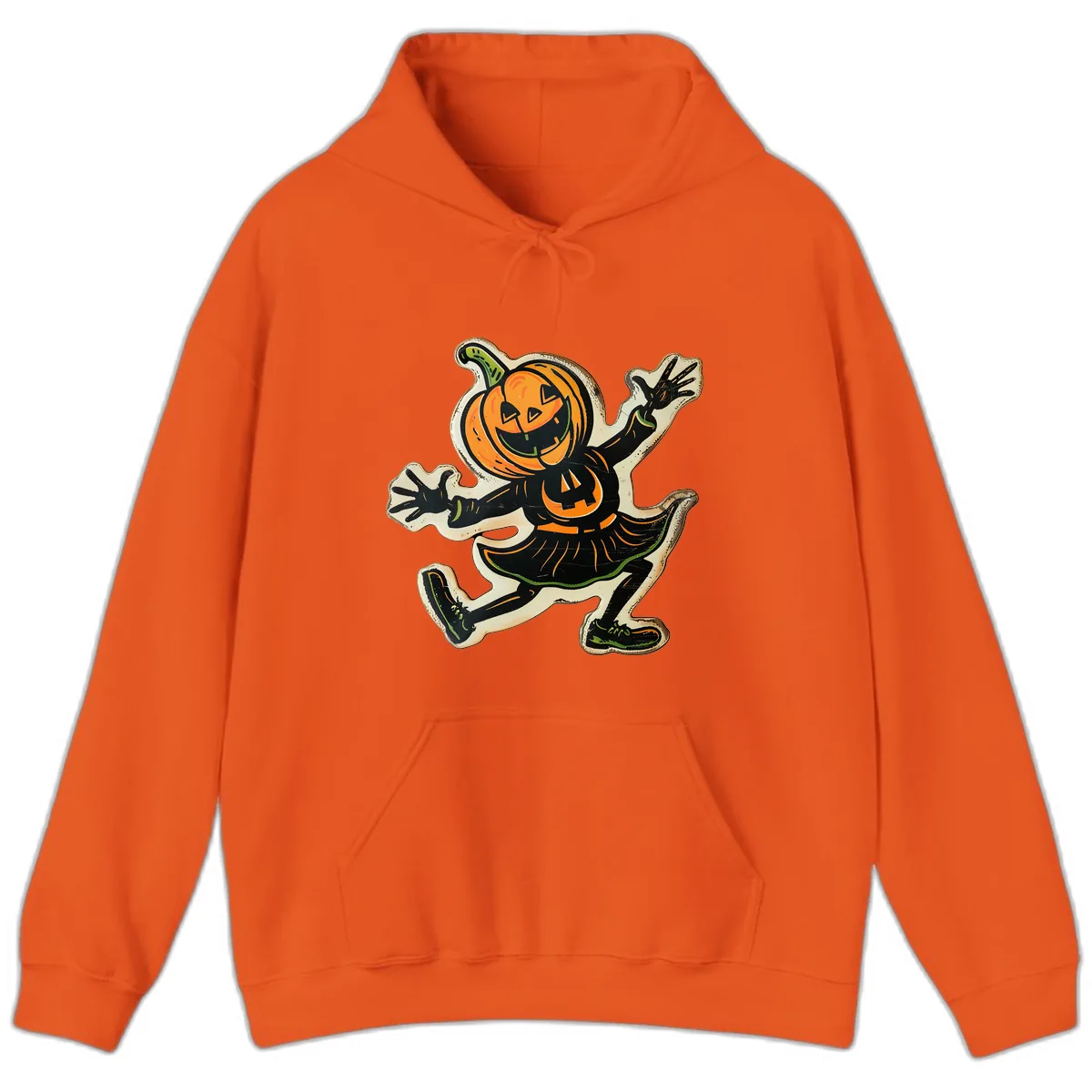 Jumping Jack O'Lantern Halloween Pal Hoodie in Orange