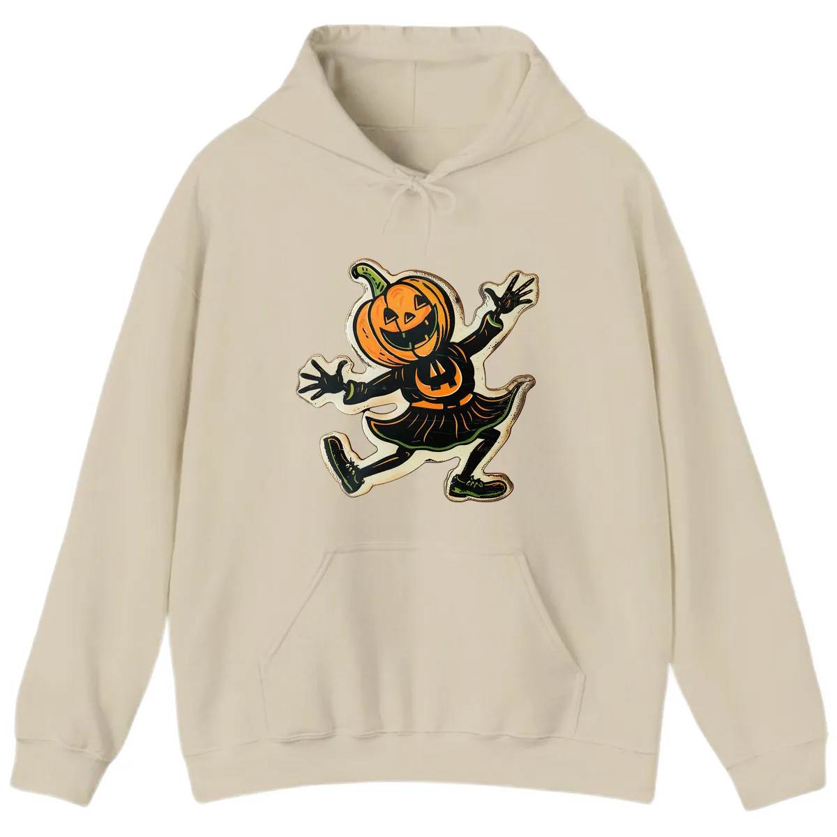 Jumping Jack O'Lantern Halloween Pal Hoodie in Sand