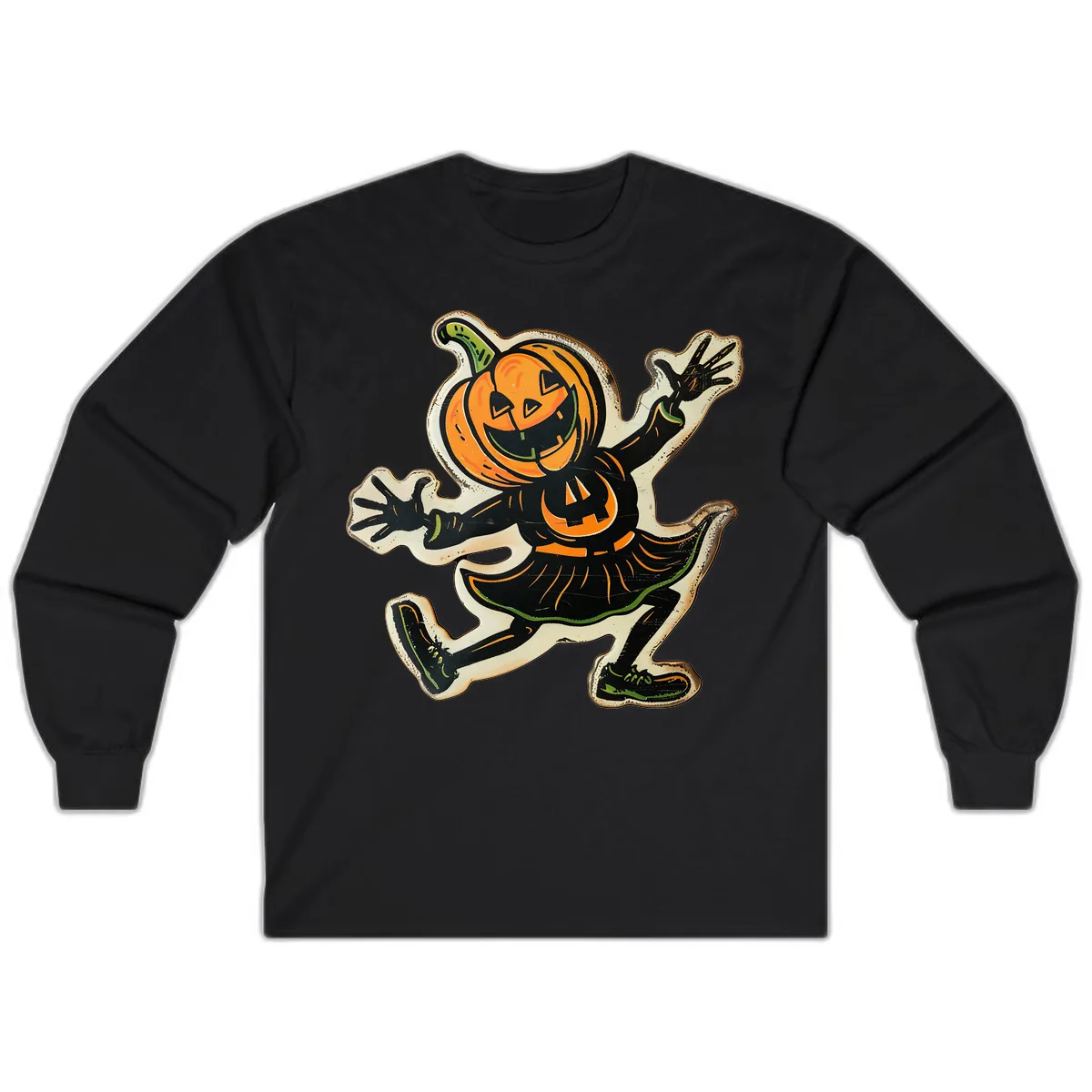 Jumping Jack O'Lantern Halloween Pal Long Sleeve in Black