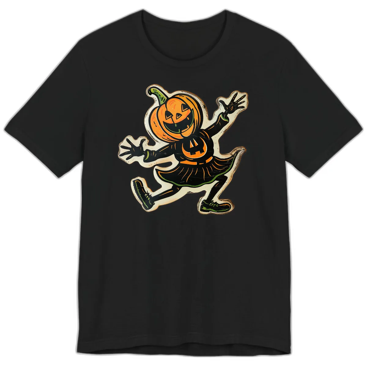 Jumping Jack O'Lantern Halloween Pal Premium T-Shirt in Black