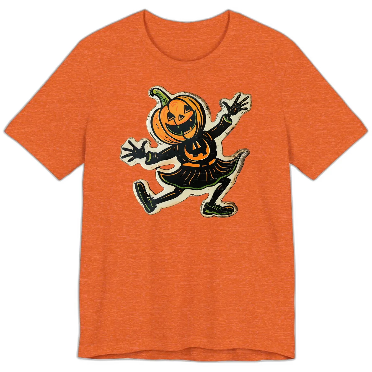 Jumping Jack O'Lantern Halloween Pal Premium T-Shirt in Heather Orange