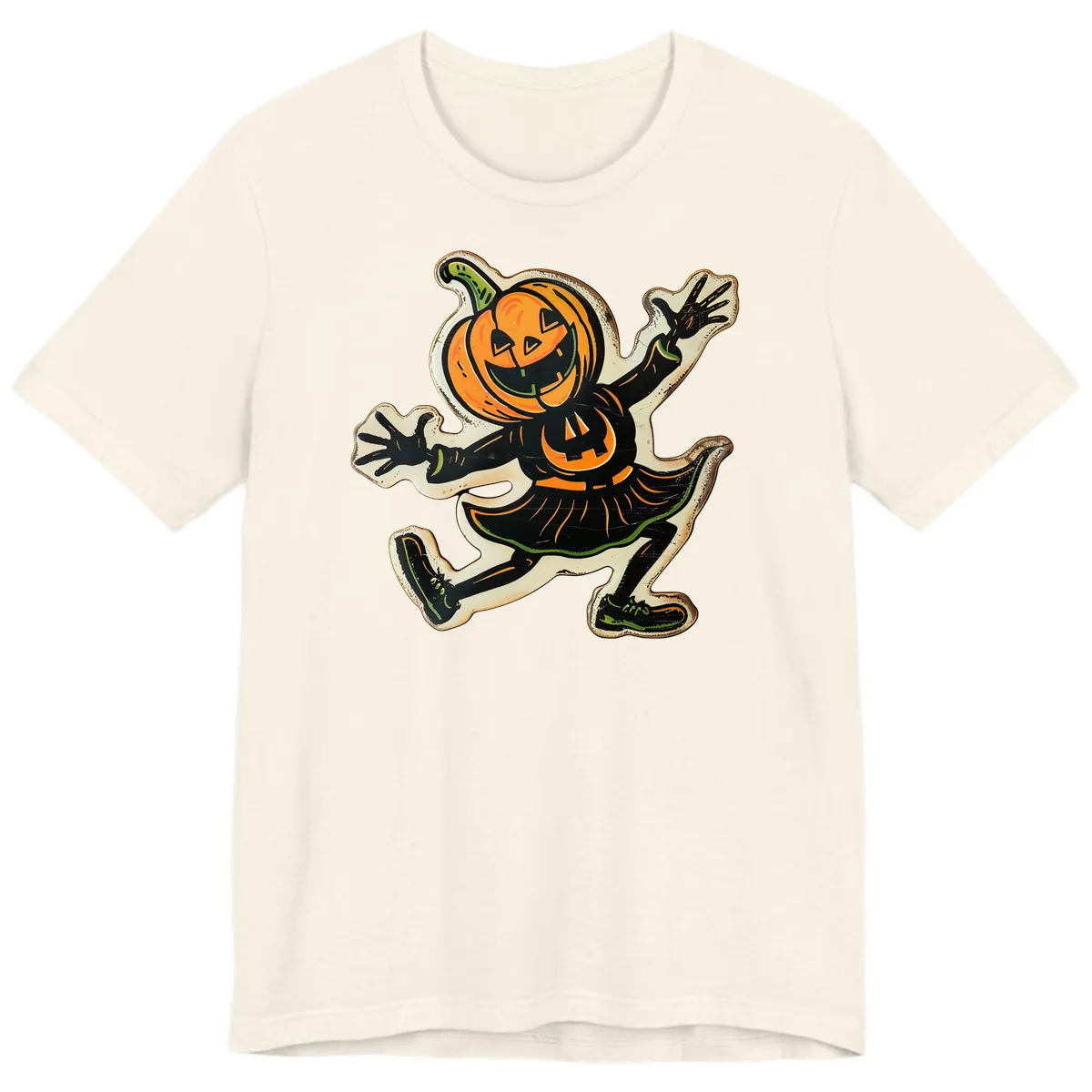 Jumping Jack O'Lantern Halloween Pal Premium T-Shirt in Natural