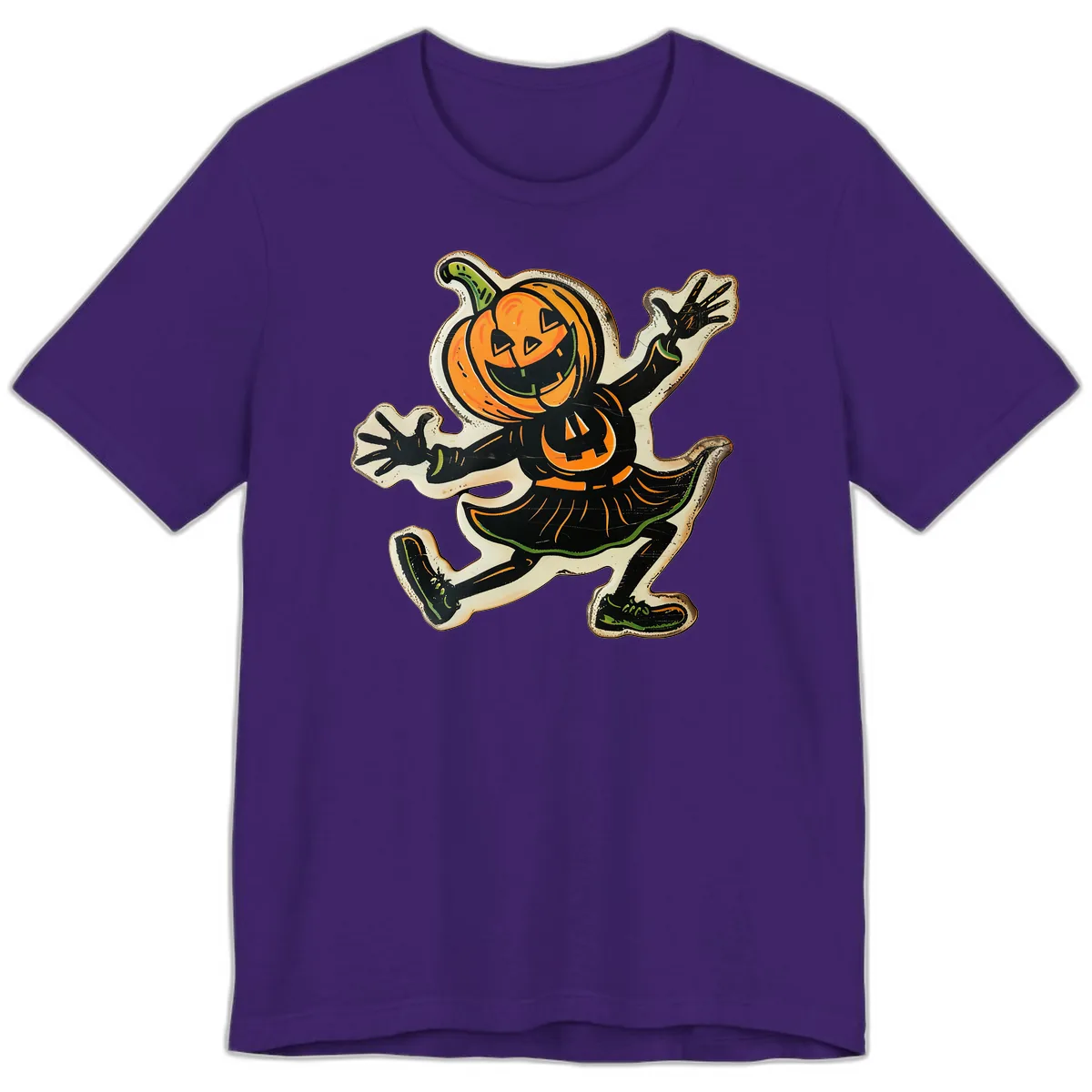 Jumping Jack O'Lantern Halloween Pal Premium T-Shirt in Team Purple