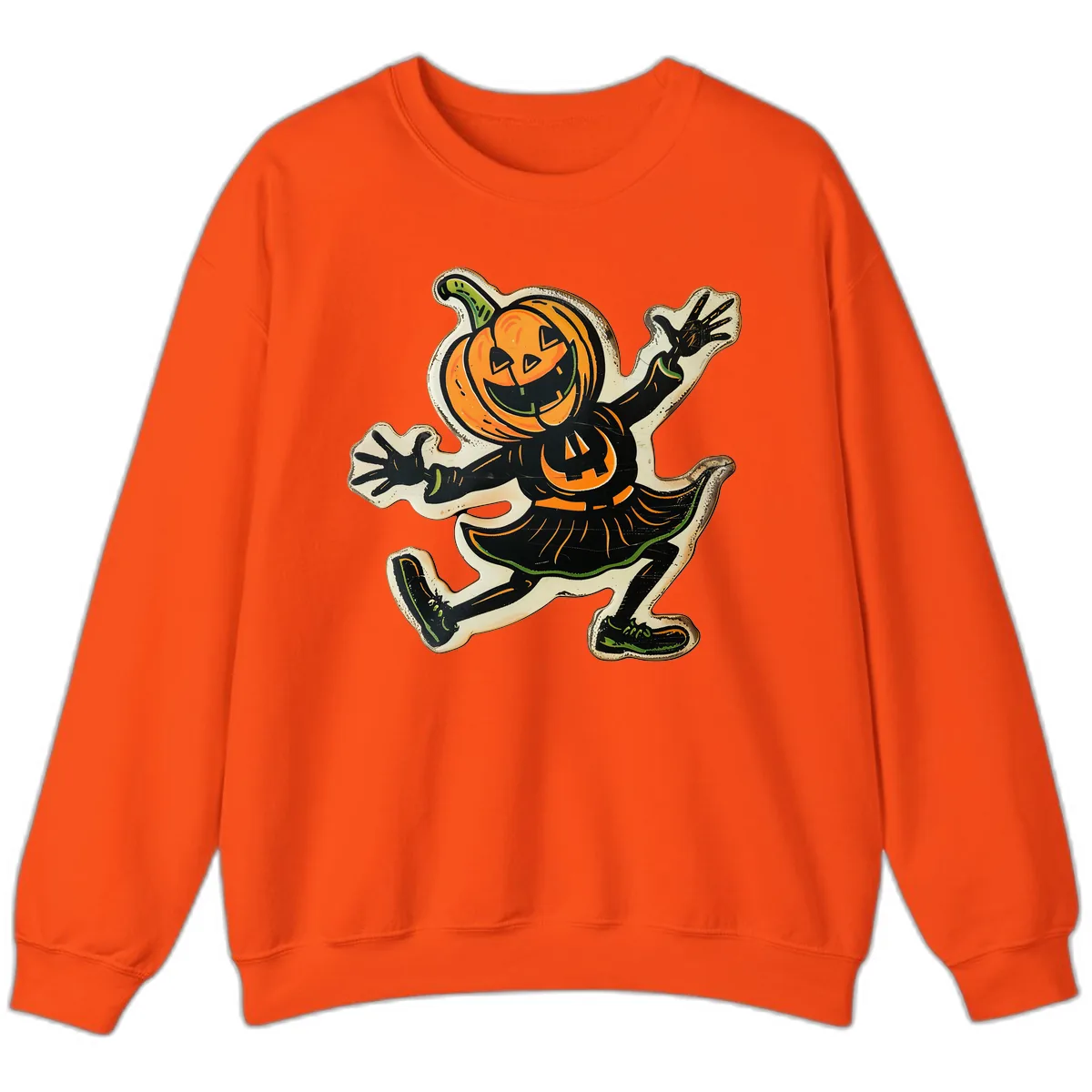 Jumping Jack O'Lantern Halloween Pal Sweatshirt in Orange