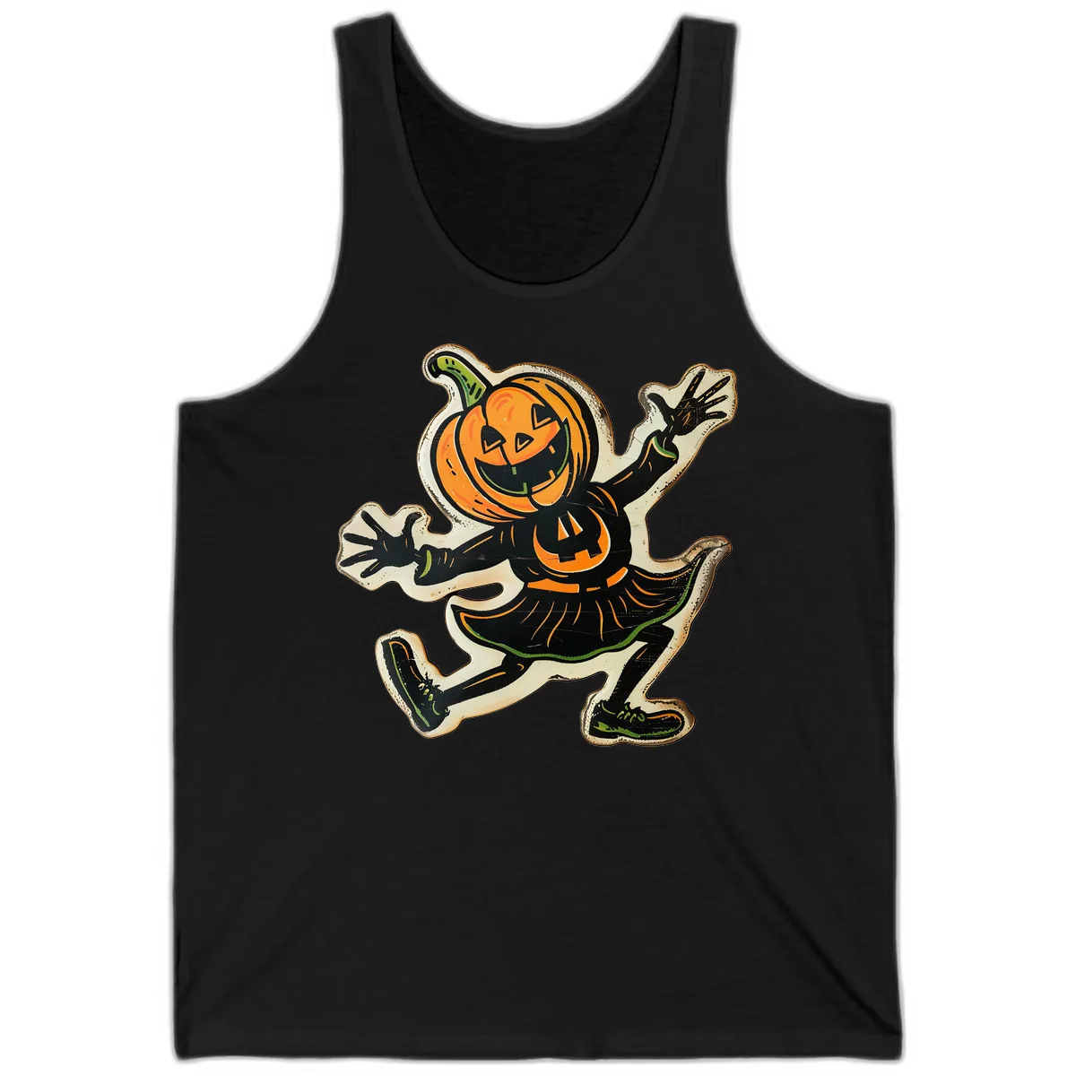 Jumping Jack O'Lantern Halloween Pal Tank in Black