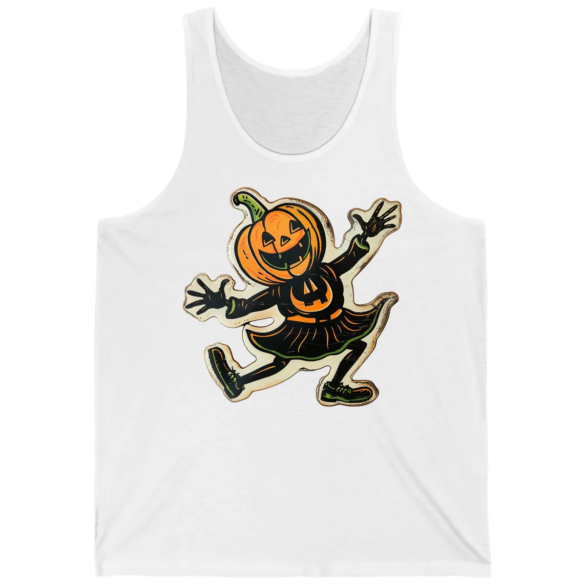 Jumping Jack O'Lantern Halloween Pal Tank in White
