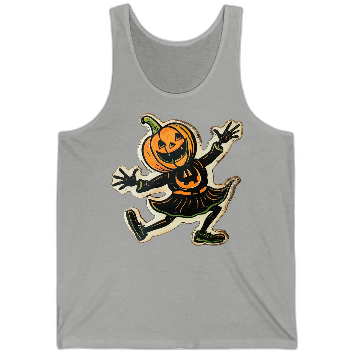 Jumping Jack O'Lantern Halloween Pal Tank in Athletic Heather