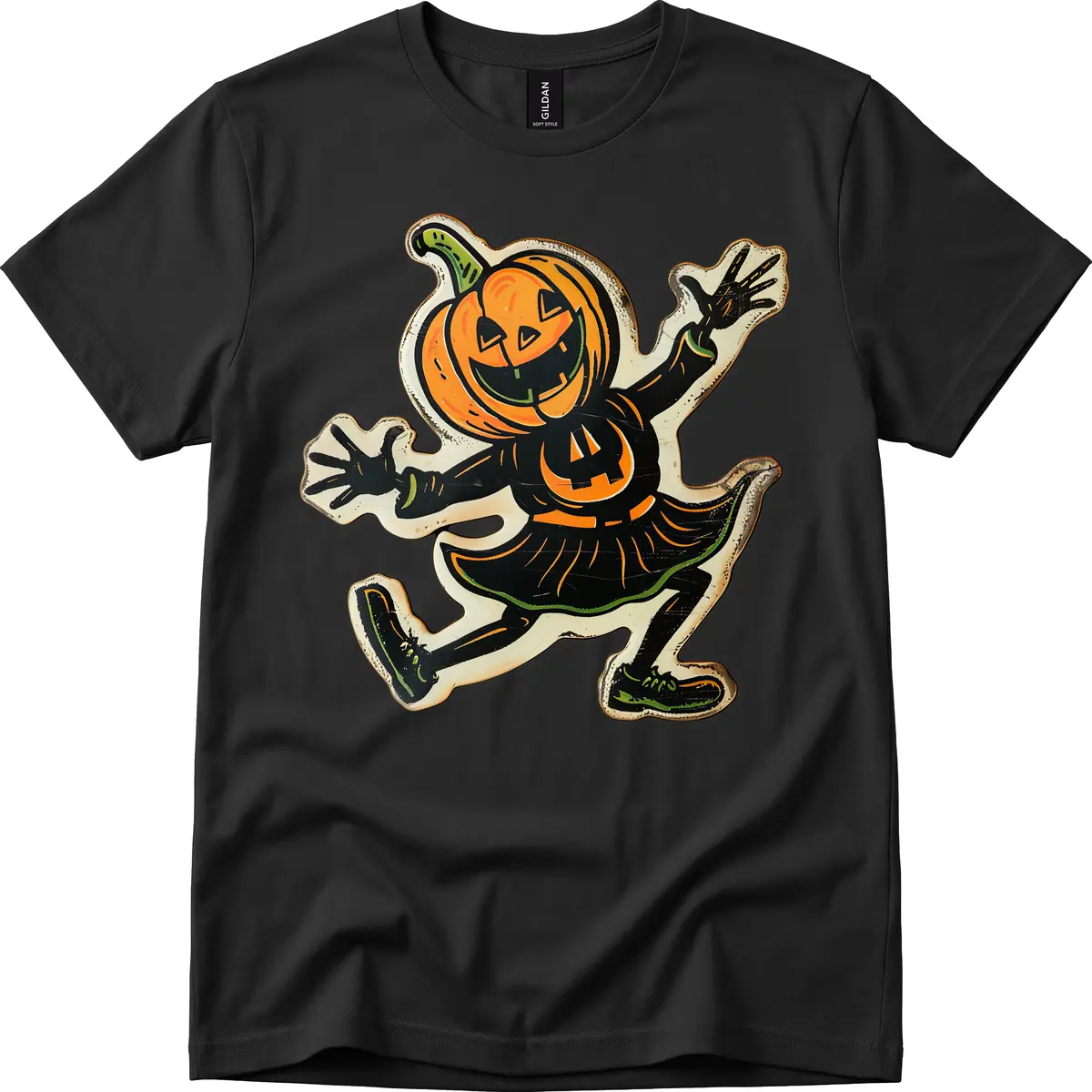 Jumping Jack O'Lantern Halloween Pal T-Shirt in Black