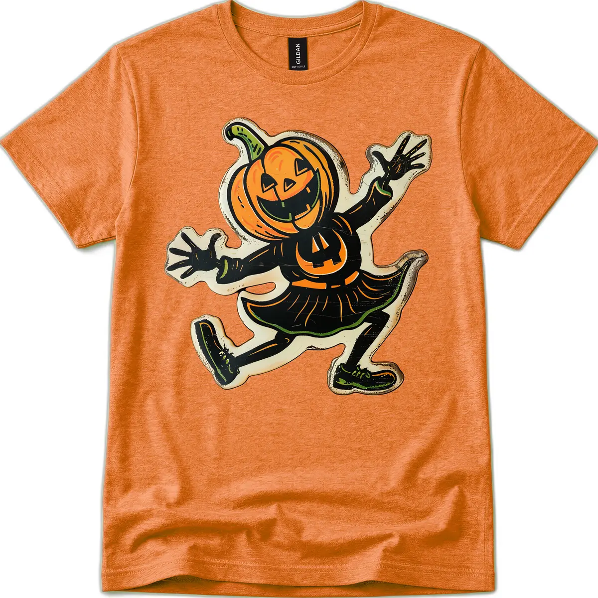 Jumping Jack O'Lantern Halloween Pal T-Shirt in Heather Orange