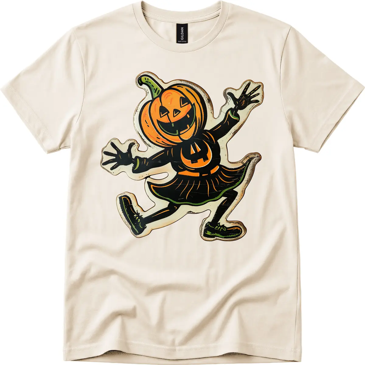 Jumping Jack O'Lantern Halloween Pal T-Shirt in Natural