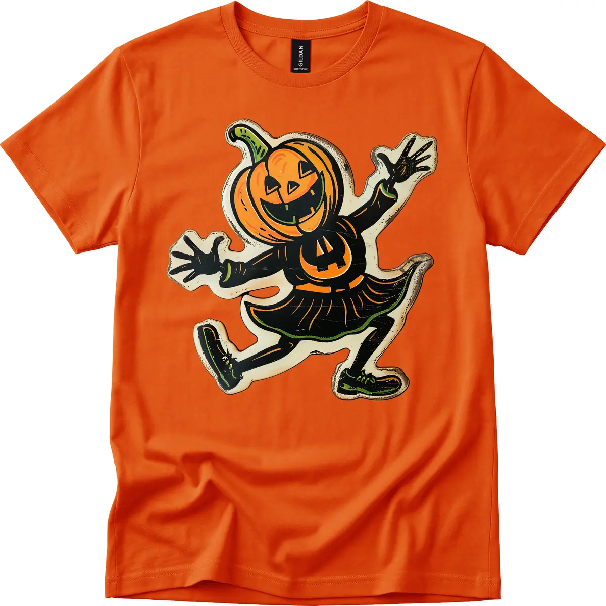 Jumping Jack O'Lantern Halloween Pal T-Shirt in Orange