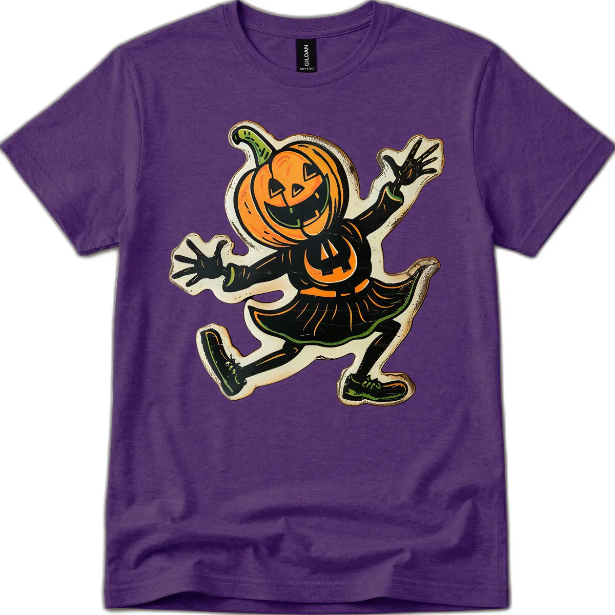 Jumping Jack O'Lantern Halloween Pal T-Shirt in Purple