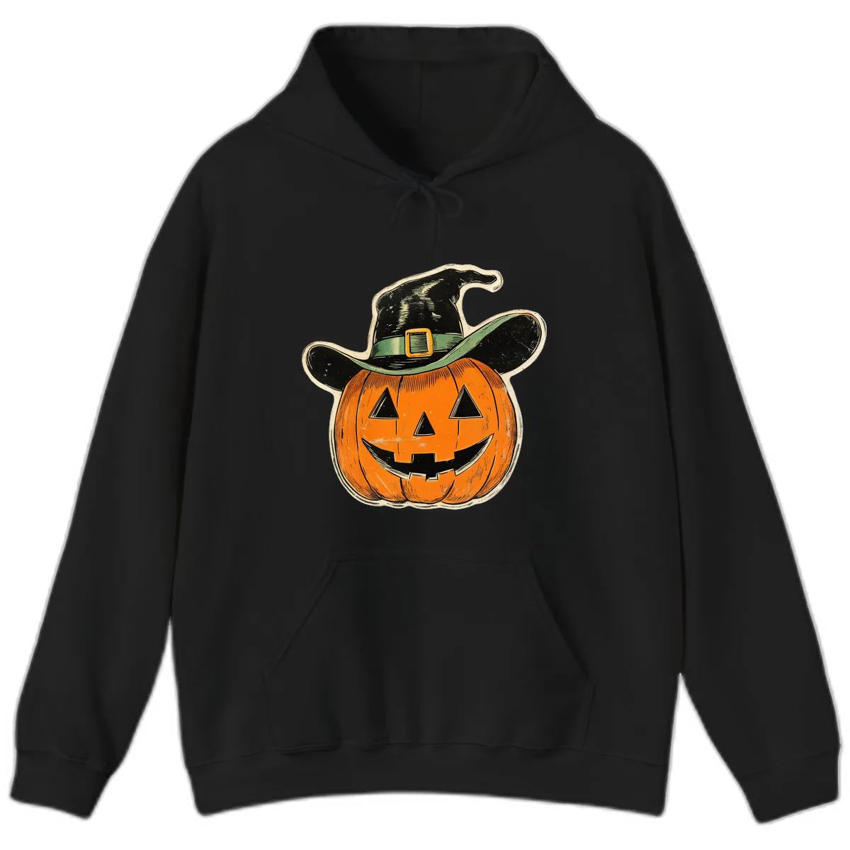 Halloween Witch Hat Pumpkin Pal Hoodie in Black