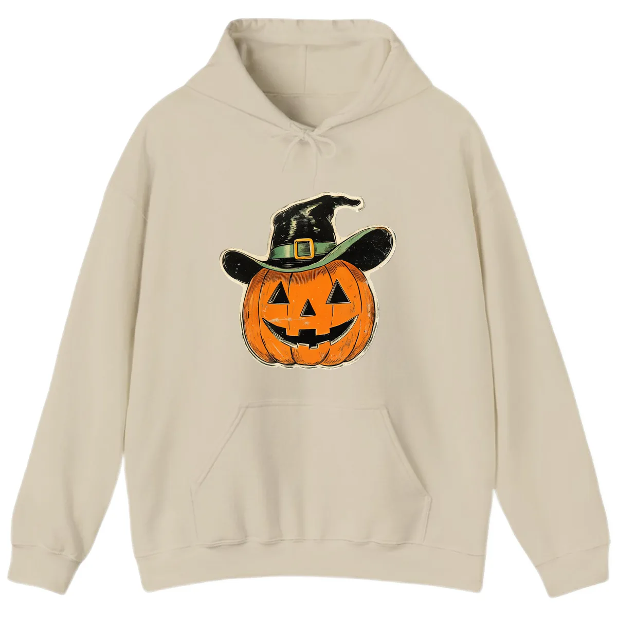 Halloween Witch Hat Pumpkin Pal Hoodie in Sand